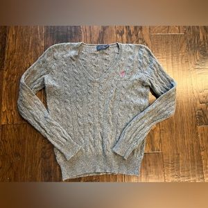 Ralph Lauren, grey cable knit sweater